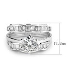 Ladies Ring Set Guard Cz Solitaire Engagement Wedding Band Silver Emerald 1557