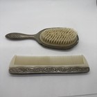 Silver Plated Vanity Set Vtg Comb   Hair Brush Comb Victorian Art Nouveau A24