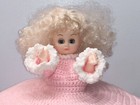 Vintage Handmade Crochet Decorative Doll Bed Pillow - Pink Southern Belle Nice 