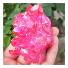 Natural Aura Titanium Pink Rose Quartz Cluster  Crystal Energy Stone Geode Reiki
