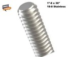 1 -8 X 36 Inches Stainless Steel All Thread Rod Grade 18-8 Fully Threaded New