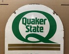 Vintage Quaker State Motor Oil Sign Double Sided Metal Tombstone Garage Gas