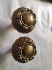 Pair Of Vintage Solid Heavy Brass Floral Door Knobs Spain 2 5    