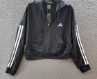 Adidas The Essentials Relaxed Hooded Track Jacket Women s S Black Long Sleeve