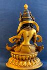 6   n Antique Tibetan Buddhism Temple Bronze 24k Gilt Vajrasattva Buddha Statue
