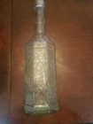 One 12  Tall 8 Sided Glass Bottle W cork In Clear W beautiful Raised Design-new