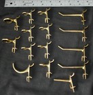 15 Vintage Brass gold Locking Peg Hooks Panel Board Curve Str8 Ring Coats Clark