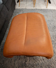 Ekornes Stressless Orange Colored Leather Ottoman   Tilt Function   Wood Base