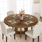 Expandable Dining Table  47  Round To 63  Oval With Storage Leaf Kitchen Table