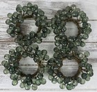  4  Vintage Green Beaded Napkin Ring Holders