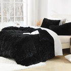 Black Fluffy Comforter Queen  Luxury Fuzzy Plush Faux Fur Bedding For Queen  Ult