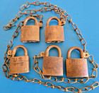 Lot Of 5 Brass Vintage Padlocks Us Set Padlocks   No Keys