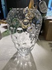 Vintage Modern Crystal Clear Large Inward Hobnail Bubble Tapered 11    Vase Euc