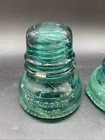 Vtg Lot Of 2 Hemingray Glass Insulators No 40 Aqua Blue Green Telegraph
