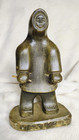Large Vintage Inuit Eskimo 9    Tall Soapstone Carving  Hunter  Signed By Dimu