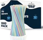 1000 Coffee Stirrers Stir Sticks - 5  Cocktail Straws Drink Stirrer - Striped   