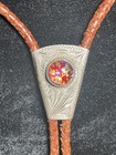 Vintage Mexico Opal  Sterling Silver   Leather Bolo Tie 35   