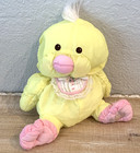 1988 Fisher Price Puffalumps Stuffed Yellow   Pink Chick Chicken W Flowers Vtg