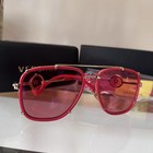 Versace Women   s Square Sunglasses Full Rim Red Metal Frame Pink Tinted