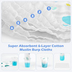 Muslin Baby Burp Cloths 6 Pack Large 20  x10   100  Cotton Burp Rags Absorbent A
