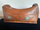 Vintage Cedar Pacific Northwest Coast Fantastic Potlach Box With Mop-1980 s