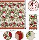 80pcs Christmas Paper Guest Napkins Vintage Cardinal Bird Berry Bathroom Napkins