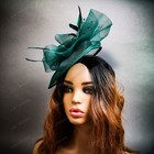 Green Feather Polka Dot Fascinator Hat For Tea Party Wedding Derby Races Hat