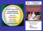 Todd Helton Signed Oml Baseball  Vcbc Superstats  Hand Painted  Rockies  Jsa
