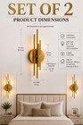 Brass Wall Sconce Modern Led Wall Lamp Gold Luxury Bedroom Hallway Light Set 2