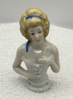 Vintage Porcelain Half Doll Figurine Pin Cushion Germany - 3  Tall - Lady Woman