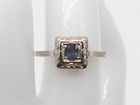 Antique 1920s  2000  25ct Purple Green Alexandrite 14k White Gold Filigree Ring