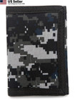 Rfid Trifold Canvas Outdoor Sports Wallet For Kids - Front Pocket Gray