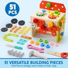 Syncfun Kids 51-piece Wooden Stem Tool Set Montessori Workbench Toy Kids 3   12