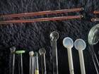 Vintage 1960s-70s Barware Lot Of 35 Glass Swizzle Sticks Shell Canes Spoon