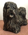 Shih Tzu Concrete Dog Figurine Black Gold Ornament Statue