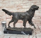 Solid Bronze Hot Cast Statue Golden Retriever Signed Barye Marble Decor Art Dec