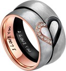 His   Hers Real Love Heart Promise Ring Stainless Steel Couples Wedding Engag   