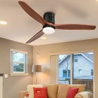 52  Farmhouse Ceiling Fan With Light And Remote Flush Mount 3 Wood Blades Fan