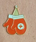 Red Cross Apheresis Red Gloves With Rhinestone Jacket Lapel Pin