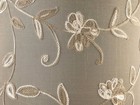 Creme Fabric Drum Lamp Shade With Embroidered Leaf Trim 13  Top X 13  Bottom X