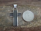 Native American Indian Sterling Silver Ribbed Cross Pendant By Yazzie