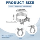 5 Pcs 20-22mm Mini Fuel Injection Hose Clamps Stainless Steel Adjustable Clamp