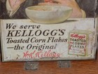 Vintage Kellogg   s Toasted Corn Flakes Tin Over Cardboard Store Sign
