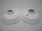 2 Vtg Industrial Gas Station Barn Ceiling Light Fixture Porcelain Shade 14   b
