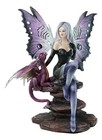 Ebros Large Purple Midnight Butterfly Winged Fairy With Wyvern Dragon Figurine
