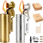 2 Pack Cool Vintage Copper brass Wheel Lighter  Pressure-relief Reusable Wind   