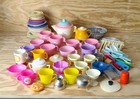 Huge Vtg 100pc Chilton Fp Mixed Plastic Play Tea Set Cups Dishes Pretend Toy Lot