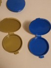 Lot Of 4 Vintage N o s Tupperware Clamshell Round Pill Keepers -green -blue