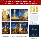 Boxed Religious Christmas Cards With Envelopes 6 Designs 24 Pack