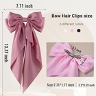 6pcs Large Bows Hair Clips For Women Girls Long Tail Hair Black pink red white